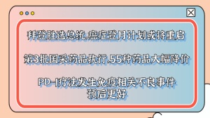 拜登胜选总统，癌症登月计划或将重启；第3批国采药品执行，55种药品大幅降价；PD-1疗法发生免疫相关不良事件预后更好